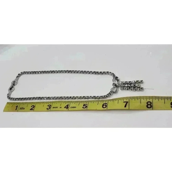 Vintage Necklace Rhinestone 3D Figural Bow & Dangles Choker Barbie Wedding - Picture 7 of 8